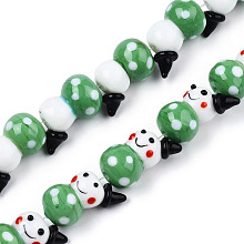 Handmade Lampwork Beads Strands, Snowman, Sea Green, 22x15x13mm, Hole: 1.5mm, about 25pcs/strand, 19.29 inch(49cm)