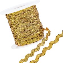 GORGECRAFT 1 Roll 27yd/25m Glitter Gold RIC Rac Trim Ribbon Wave Sewing Bending Fringe Trim 5mm/0.2 inch for Sewing Flower Making Wedding Party Lace Ribbon Craft