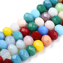 Honeyhandy Glass Beads Strands, Faceted, Rondelle, Mixed Color, 7~8x5.5~6mm, Hole: 1mm, about 70~72pcs/strand, 16.1 inch