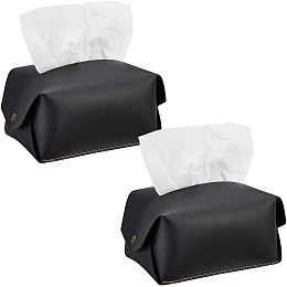 WADORN Tissue Box Cover, PU Leather Tissue Storage Bags Rectangle Tissue Case Facial Paper Organizer for Car Tabletop, 4.33x7.28x3.27 Inch (Black)