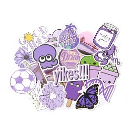 ARRICRAFT Mix Pattern Cartoon Stickers, Vinyl Waterproof Decals, for Water Bottles Laptop Phone Skateboard Decoration, Lilac, 5.3x3.1x0.02cm,50pcs/bag