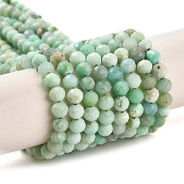 Natural Green Opal Beads Strands, Faceted, Round, 4~4.5x4~5mm, Hole: 0.7mm, about 90~94pcs/strand, 15.35''(39~39.5cm)