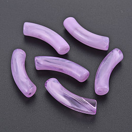 Honeyhandy Transparent Acrylic Beads, Imitation Gemstone Style, Curved Tube, Violet, 33x8x10.5mm, Hole: 1.6mm, about 300pcs/500g