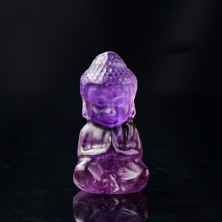 Honeyhandy Natural Amethyst Sculpture Display Decorations, for Home Office Desk, Buddha, 14x26mm