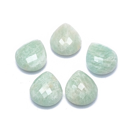 Honeyhandy Natural Amazonite Beads, Half Drilled, teardrop, Faceted, 18x16x7mm, Hole: 1mm