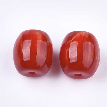 Honeyhandy Resin Beads, Imitation Gemstone, Oval, Red, 17~17.5x16mm, Hole: 3mm