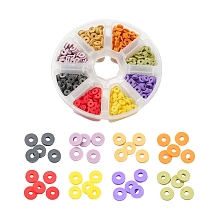 Honeyhandy 1120Pcs 8 Colors Handmade Polymer Clay Beads, Disc Heishi Beads, Mixed Color, 6x1mm, Hole: 2mm, 140pcs/color