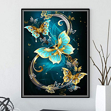 Honeyhandy DIY Butterfly Theme Diamond Painting Kits, Including Canvas, Resin Rhinestones, Diamond Sticky Pen, Tray Plate and Glue Clay, Goldenrod, Packing Size: 300x400x30mm