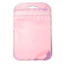 Honeyhandy Plastic Laser Packaging Yinyang Zip Lock Bags, Top Self Seal Pouches, Rectangle, Pink, 13x8.5x0.15cm, Unilateral Thickness: 2.5 Mil(0.065mm)