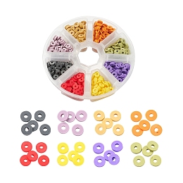 Honeyhandy 1120Pcs 8 Colors Handmade Polymer Clay Beads, Disc Heishi Beads, Mixed Color, 6x1mm, Hole: 2mm, 140pcs/color