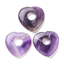 Honeyhandy Natural Amethyst Pendants, Heart, 39.5~41.5x40~41.5x7.5~8.5mm, Hole: 12~14.5mm