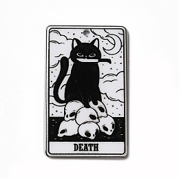 Honeyhandy Tarot Theme Printed Acrylic Pendants, Rectangle with Cat Pattern Charms, Death XIII, 39x24x2.5mm, Hole: 1.8mm