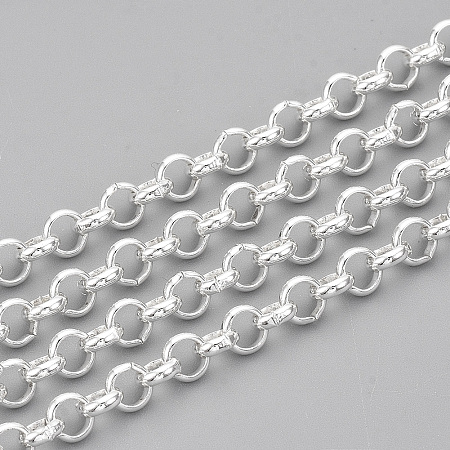 Honeyhandy 304 Stainless Steel Rolo Chains, Belcher Chain, Unwelded, with Spool, Silver Color Plated, 5x1.5mm, about 32.8 Feet(10m)/roll