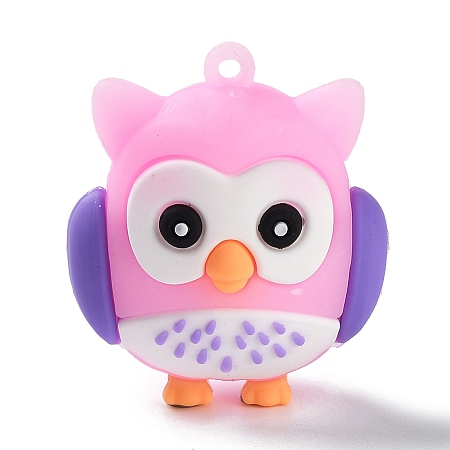 Honeyhandy PVC Cartoon Owl Doll Pendants, for Keychains, Plum, 43x37x26mm, Hole: 3mm