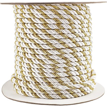 Arricraft 25 Yard Nylon Twisted Cord, 5.5mm 3-Ply Twisted Trim, Decorative Twisted Cord for Home Décor, Upholstery, Curtain Tieback, Honor Cord- Lemon Chiffon