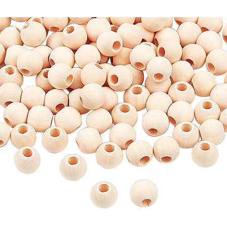 PandaHall Elite Natural Wood Beads, 500 pcs 12mm Round Unfinished Wooden Ball Spacer Loose Beads for Macrame Garland Farmhouse Decor Bracelet Necklace Jewelry DIY Craft Making