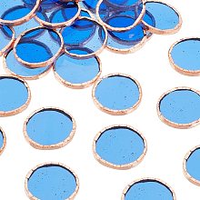 OLYCRAFT 30pcs Glass Mosaic Tiles 1 Inch Mosaic Glass Pieces with Rose Gold Brass Edge Crystal Mosaic Tile Hangings Ornament Tile for DIY Mosaic Art Crafts Home Decoration - Blue