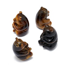 Honeyhandy Natural Tiger Eye Sculpture Display Decorations, for Home Office Desk, Panda, 18~20x18~20.5x27~30.5mm