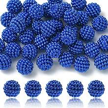 Honeyhandy Imitation Pearl Acrylic Beads, Berry Beads, Combined Beads, Round, Blue, 12mm, Hole: 1.5mm