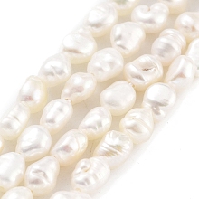 Natural Keshi Pearl Cultured Freshwater Pearl Beads Strands, Baroque Pearls, Two Sides Polished, Grade 4A, Floral White, 3~4mm, Hole: 0.5mm, about 33pcs/strand, 7.09''(18cm)