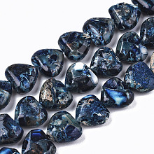 Honeyhandy Natural Imperial Jasper Beads Strands, Heart, Dyed, Steel Blue, 9~10x10x5mm, Hole: 1.2mm, about 44~45pcs/strand, 15.55~15.94 inch(39.5~40.5cm)