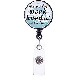 FINGERINSPIRE 4 Pcs Retractable Badge Reel Clip ID Badge Holder, 360° Swivel Badge Reels with Alligator Clip on ID Card Holders for Office Worker Doctor - Stay Positive Work Hard and Make It Happen