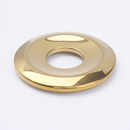 Honeyhandy Electroplate Non-Magnetic Synthetic Hematite Pendants, Donut/Pi Disc, Golden Plated, Donut Width: 16mm, 50x7mm, Hole: 18mm