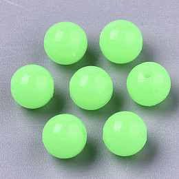 Honeyhandy Luminous Acrylic Beads, Glow in the Dark, Round, Lawn Green, 8mm, Hole: 1.8mm, about 1850pcs/500g