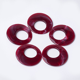 Honeyhandy Acrylic Pendants, Imitation Gemstone Style, Flat Round, Dark Red, 47x5mm, Hole: 2mm, about 100pcs/500g