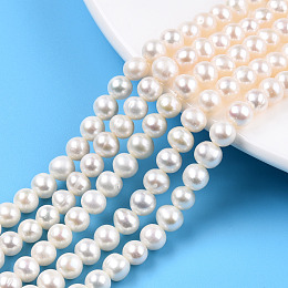 Natural Cultured Freshwater Pearl Beads Strands, Potato, Creamy White, 5~6.5mm, Hole: 0.8mm, about 70~74pcs/strand, 15.63 inch~15.94 inch(39.7~40.5cm)