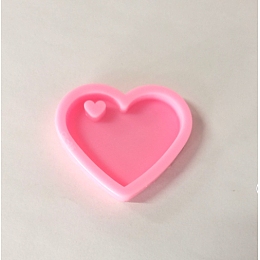 Honeyhandy Heart DIY Pendant Silicone Molds, for Keychain Making, Resin Casting Molds, For UV Resin, Epoxy Resin Jewelry Making, Hot Pink, 44x52x9mm, Inner Diameter: 43x30mm