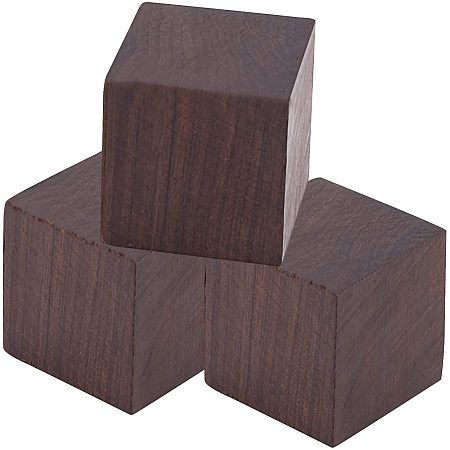 GORGECRAFT 3PCS Natural Wood Ring Blanks Stabilized Unfinished Ring Materials Wooden Cubes Timber Tones for Rings Jewelry Making Crafts 1.2x1.2x1.2 Inch(Padauk Wood)