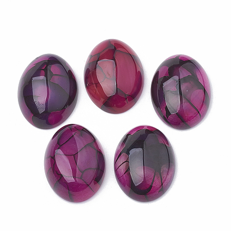 Honeyhandy Natural Agate Cabochons,  Dyed, Oval, Medium Violet Red, 25x18x7.5~8mm