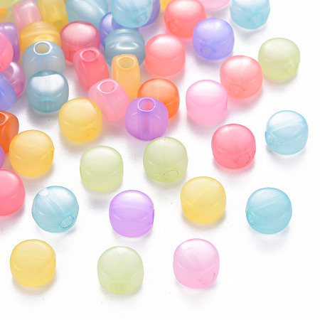 Arricraft Transparent Acrylic Beads, Dyed, Flat Round, Mixed Color, 8.5x5.5mm, Hole: 2.5mm