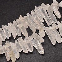 Honeyhandy Natural Quartz Crystal Beads Strands, Nuggets, Tusk Shape, Dyed, Clear, 6~9x18~26mm, Hole: 0.8mm about 46pcs/strand, 16 inch