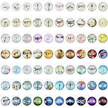 Arricraft 70 Pcs 25mm Printed Glass Cabochons, Flatback Dome Cabochons, Mosaic Tile for Photo Pendant Making Jewelry, Dragonfly