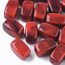 Honeyhandy Acrylic Beads, Imitation Gemstone Style, Cuboid, FireBrick, 13x7.5x7.5mm, Hole: 1.6mm