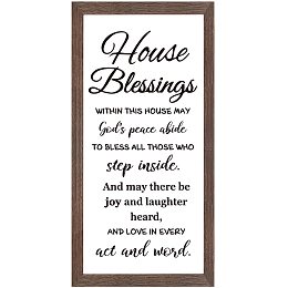 FINGERINSPIRE House Blessings Art Sign Solid Wood Framed Block Sign Funny Farmhouse Decor Sign with Arylic Layer 7x13 Inch Large Hangable Wooden Frame for Hoom Decor