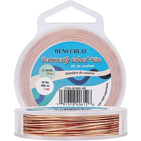 BENECREAT 18 Gauge Bare Copper Wire Solid Copper Wire for Jewelry Craft  Making, 33-Feet/11-Yard 