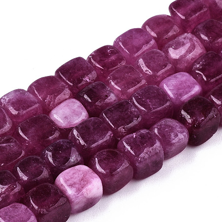 Honeyhandy Natural Dolomite Beads Strands, Dyed, Cube, Purple, 7~8x7~8x7~8mm,  Hole: 1.2mm, about 50~52pcs/strand, 14.76 inch~15.35 inch(37.5cm~39cm)