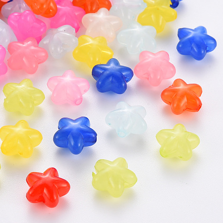 Honeyhandy Transparent Acrylic Beads, Imitation Jelly, Star, Mixed Color, 10x10.5x6mm, Hole: 1.6mm, about 169pcs/50g