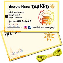 CREATCABIN 50Pcs You've Been Ducked Cards Duck Tags Card Ducking Game DIY Jeep Duck Card with Hole and Twine for Rubber Ducks Jeeps Car Decor 3.5 x 2 Inch-You Quack A Smile（Sun