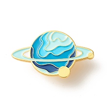 Honeyhandy Earth Planet Enamel Pin, Cool Creative Iron Enamel Brooch for Backpack Clothes, Golden, Deep Sky Blue, 21x33.5x9.5mm