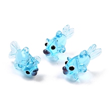 Honeyhandy Handmade Lampwork Beads, Goldfish, Sky Blue, 28x15.5x16mm, Hole: 1.7mm