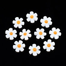 Honeyhandy Natural Freshwater Shell Enamel Beads, Flower, Orange, 12x12x4mm, Hole: 0.8mm