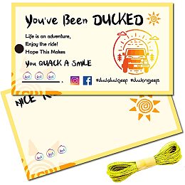 CREATCABIN 50Pcs You've Been Ducked Cards Duck Tags Card Ducking Game DIY Jeep Duck Card with Hole and Twine for Rubber Ducks Jeeps Car Decor 3.5 x 2 Inch-You Quack A Smile（Sun