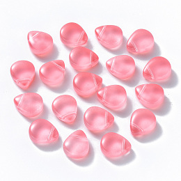 Honeyhandy Baking Painted Glass Beads, Top Drilled Beads, Imitation Jade, Teardrop, Hot Pink, 12.5x10.5x5.5mm, Hole: 0.9mm