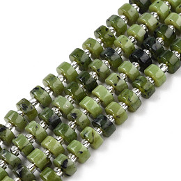 Honeyhandy Natural Canadian Jade Beads Strands, with Seed Beads, Heishie Beads, Flat Round/Disc, 6~6.5x3~3.5mm, Hole: 1mm, about 35~42pcs/strand, 7.09 inch~7.68 inch(18~19.5cm)