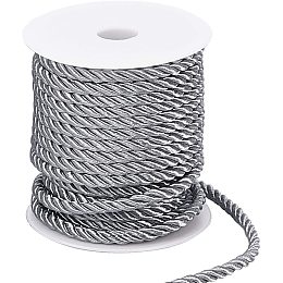 PandaHall Elite 59 Feet 5mm Twisted Cord Rope, 3-Ply Decorative Rope Polyester Twine Cord Rope String for Home Decor, Crafts Making and Costume Crafting (Dark Gray)