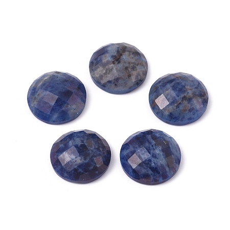 Honeyhandy Natural Sodalite Cabochons, Half Round, Faceted, 15.5x5.5mm
